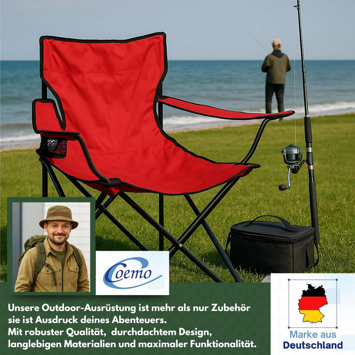 CAMPINGSTUHL FALTBAR 4er Set in Rot - Rot, Metall (50/80/50cm) - Coemo