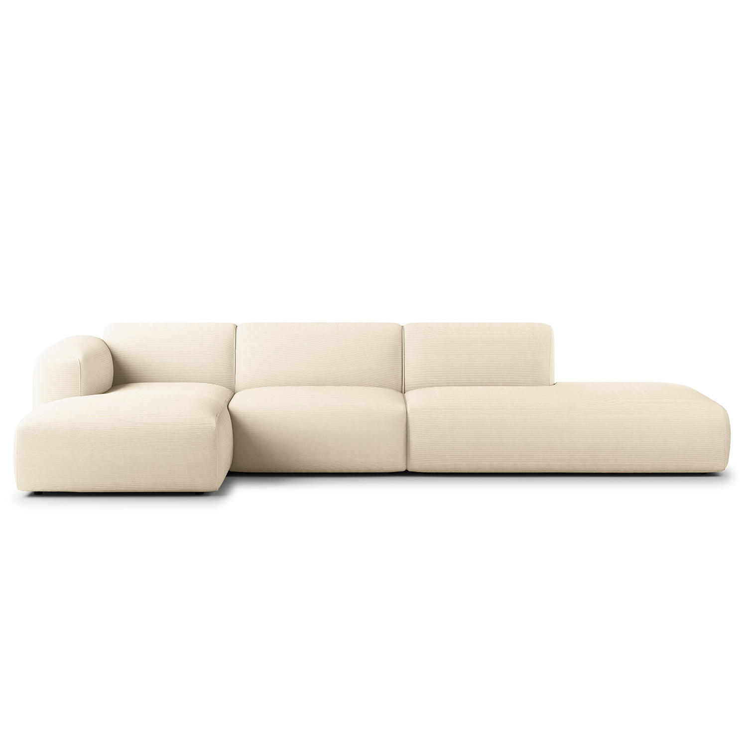 ECKSOFA mit Chaiselongue - Beige/Schwarz, Textil (290/173cm) - home24