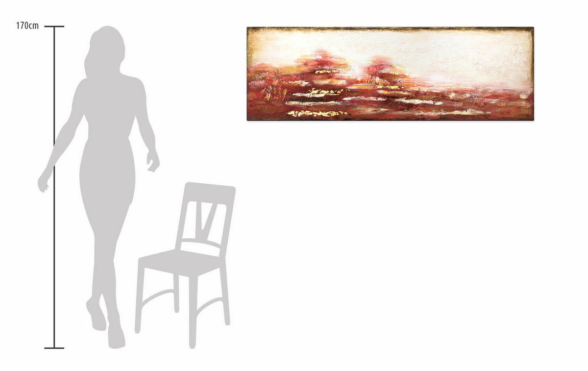ACRYLBILD HANDGEMALT 150/50 cm - Rot, Holz/Textil (150/50cm) - KUNSTLOFT
