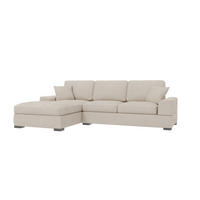 ECKSOFA Saga Beige Cord - Beige/Schwarz, Holz/Buchenholz (306/184cm) - S-Style Möbel