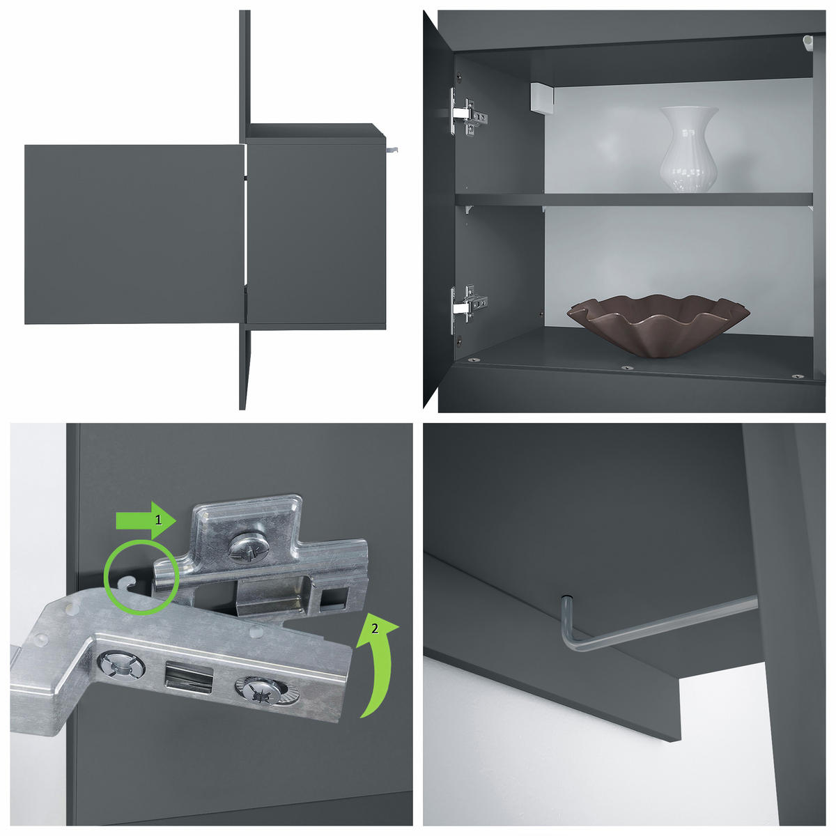 GARDEROBE Carlton Anthrazit matt - Anthrazit, Holzwerkstoff (52/193/35cm) - Vladon