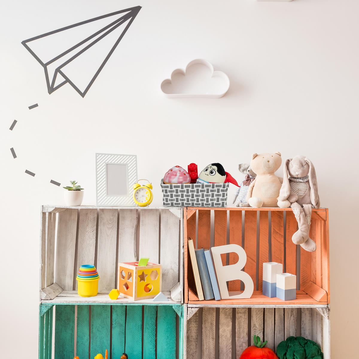 8XAUFBEWAHRUNGSKORB - Weiß/Grau, Kunststoff/Metall (35.5/10/25.5cm) - Relaxdays