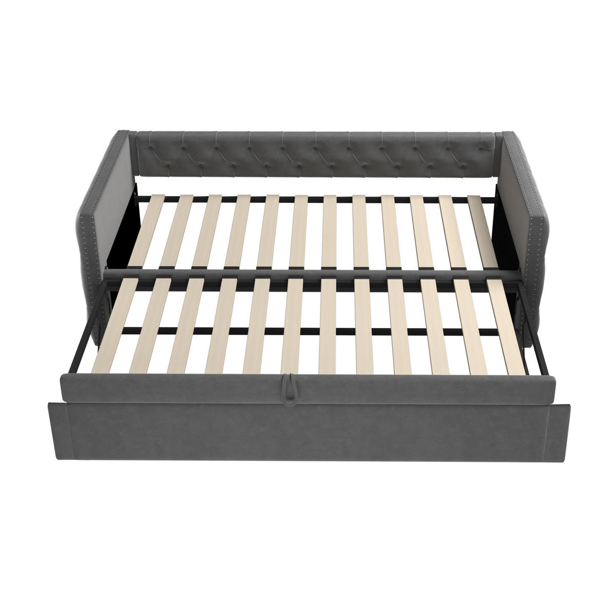 POLSTERBETT Schlafsofa 90/200 cm grau mit Lattenrost und hautfreundlichem Samtstoff - Grau, Textil (90/200cm) - OKWISH