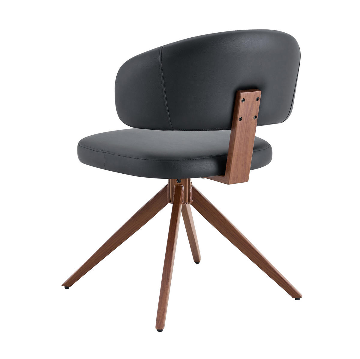 DREHSTUHL mit 360°-Drehfunktion Schwarz PU - Schwarz, Metall (50.5/77/54.5cm) - Meubliv