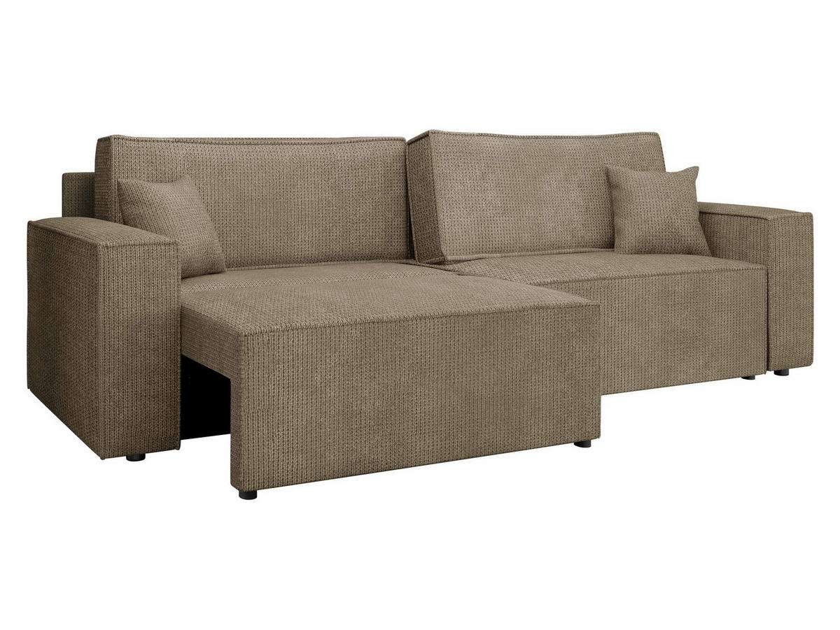 SCHLAFSOFA Karl mit L-Funktion - Hellbraun/Schwarz, Holz/Kunststoff (245/82/139cm) - MIRJAN24