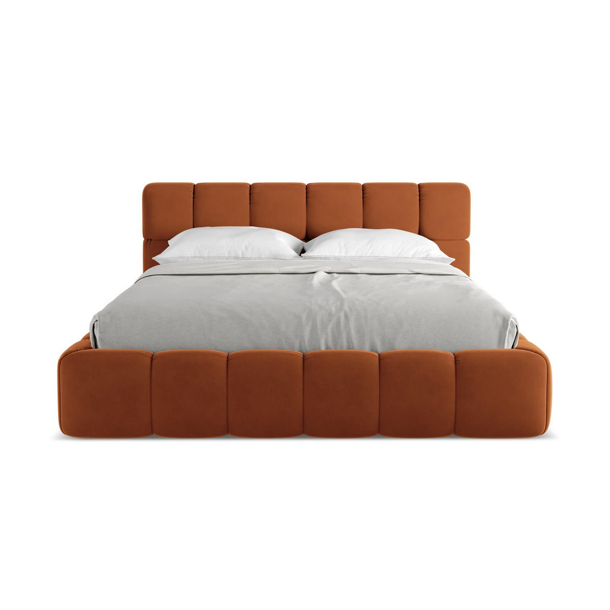 POLSTERBETT mit Bettkasten und Lattenrost 180x228 Orange - Terracotta/Schwarz, Kunststoff/Textil (160/200cm) - LaMiaSofa