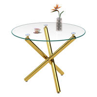 ESSTISCH 80/80/76 cm gold aus Glas und Metall mit verstellbaren Gleitern - Goldfarben, Metall (80/80/76cm) - OKWISH