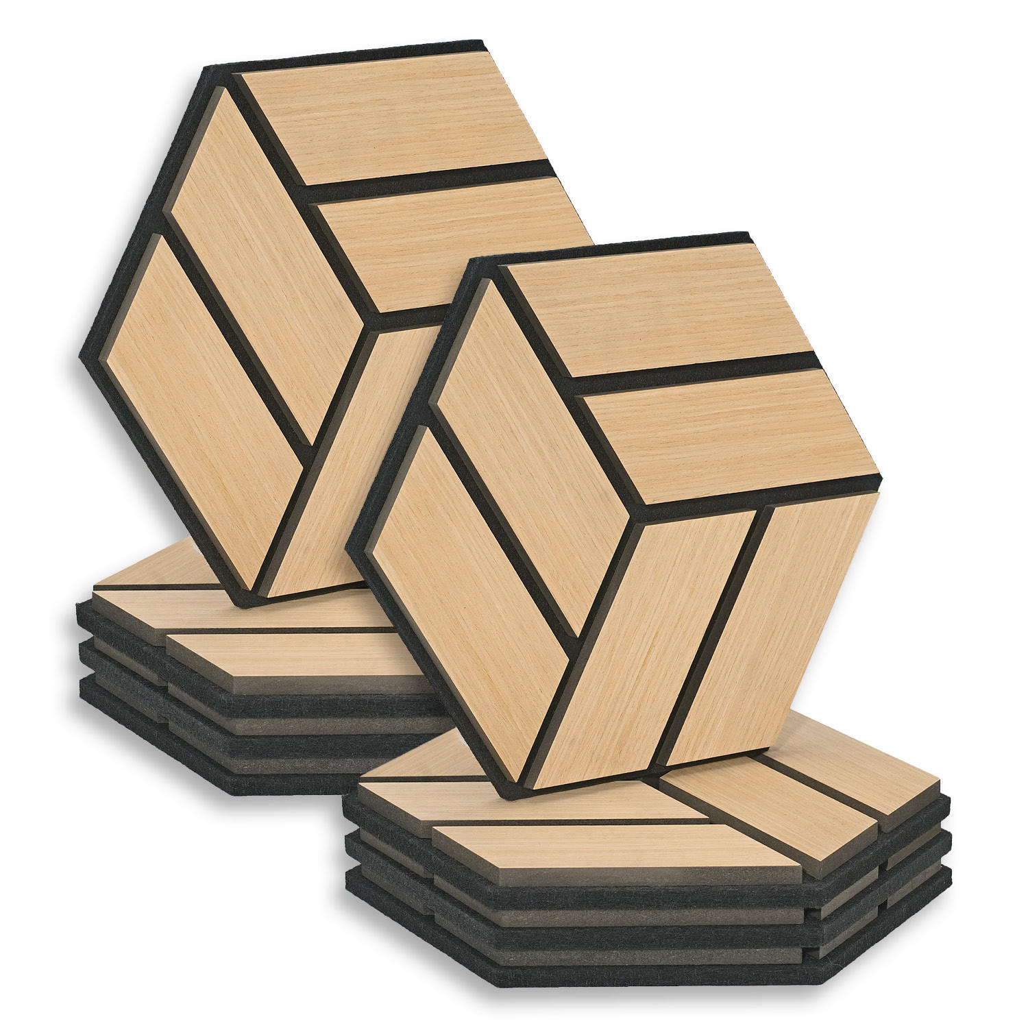 AKUSTIKPANEEL Hexagon Natur 8 Stück - Naturfarben, Holz (30/26/2cm) - Homestyle4u