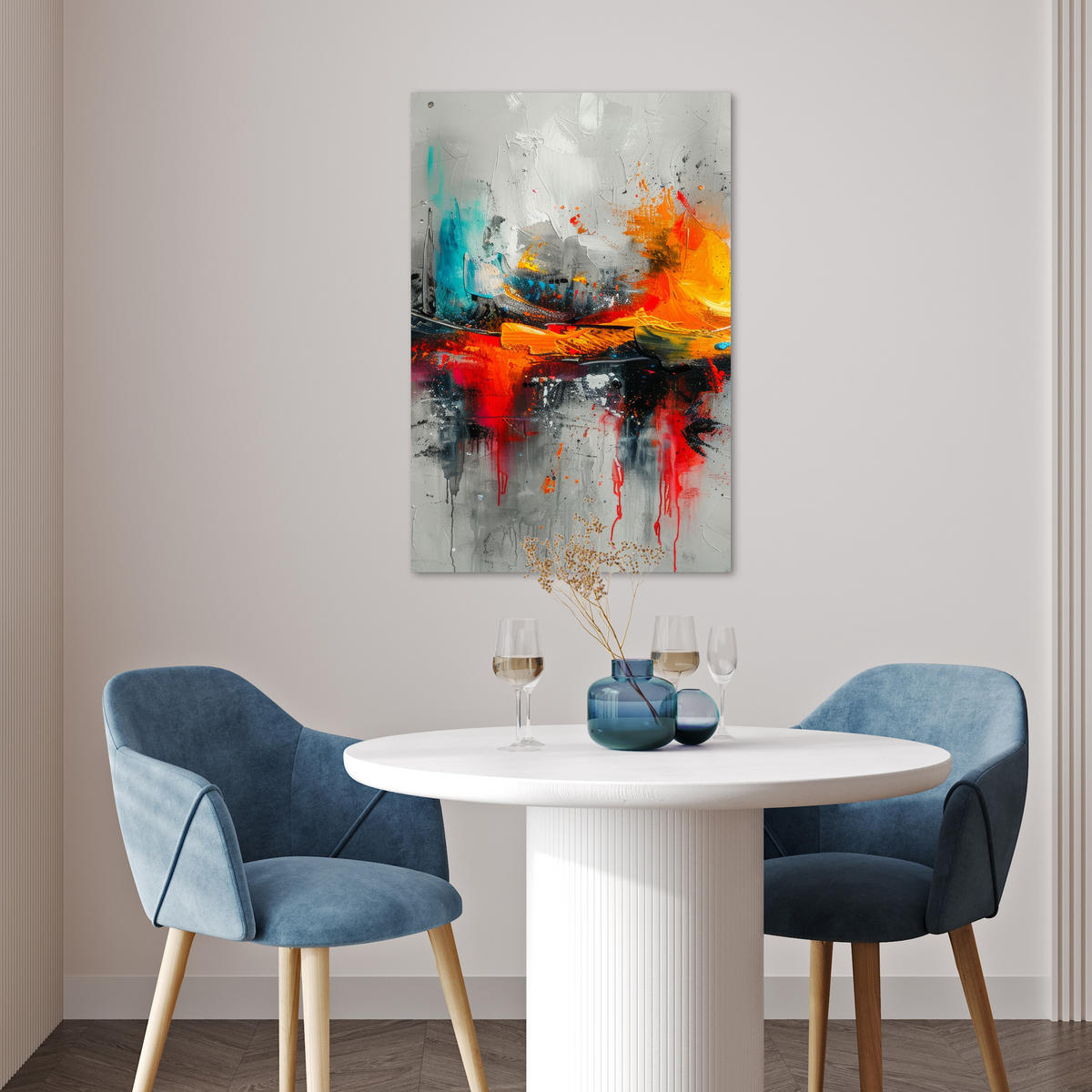 POSTER Moderne Kunst - Orange - Grau - Abstrakt 40x60 cm - Hellgrau, Papier (40/60/0.1cm) - MuchoWow