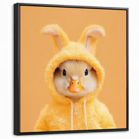 LEINWAND Bilder mit Rahmen - Osterhase - Kostüm - Ente - 50x50 - Gelb, Textil (50/50cm) - MuchoWow