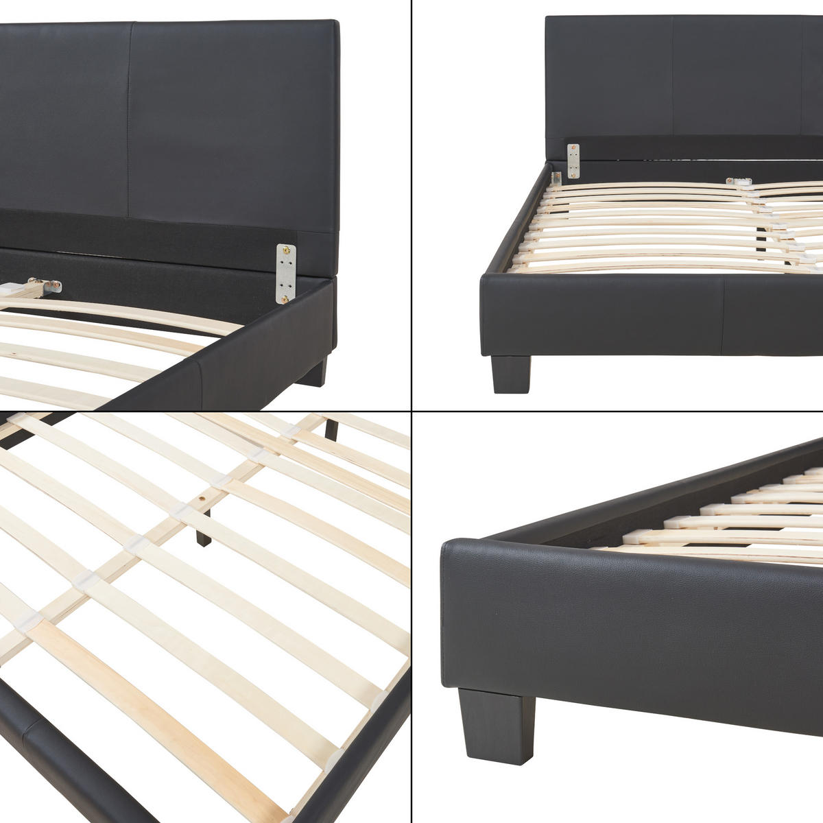 POLSTERBETT Albacete mit Matratze - Schwarz, Textil (140/200cm) - Corium
