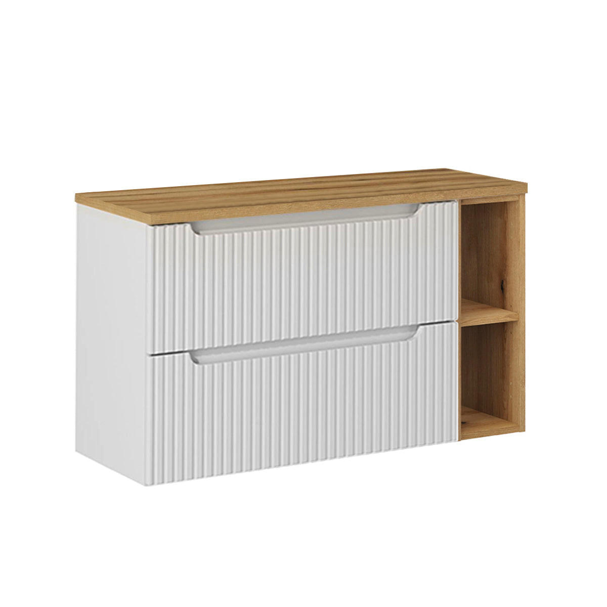 PODUMIVALNIŠKA OMARICA 100.4cm Riva Bela in lesena - bela, leseni material (100.4/59/40cm) - Petits-meubles