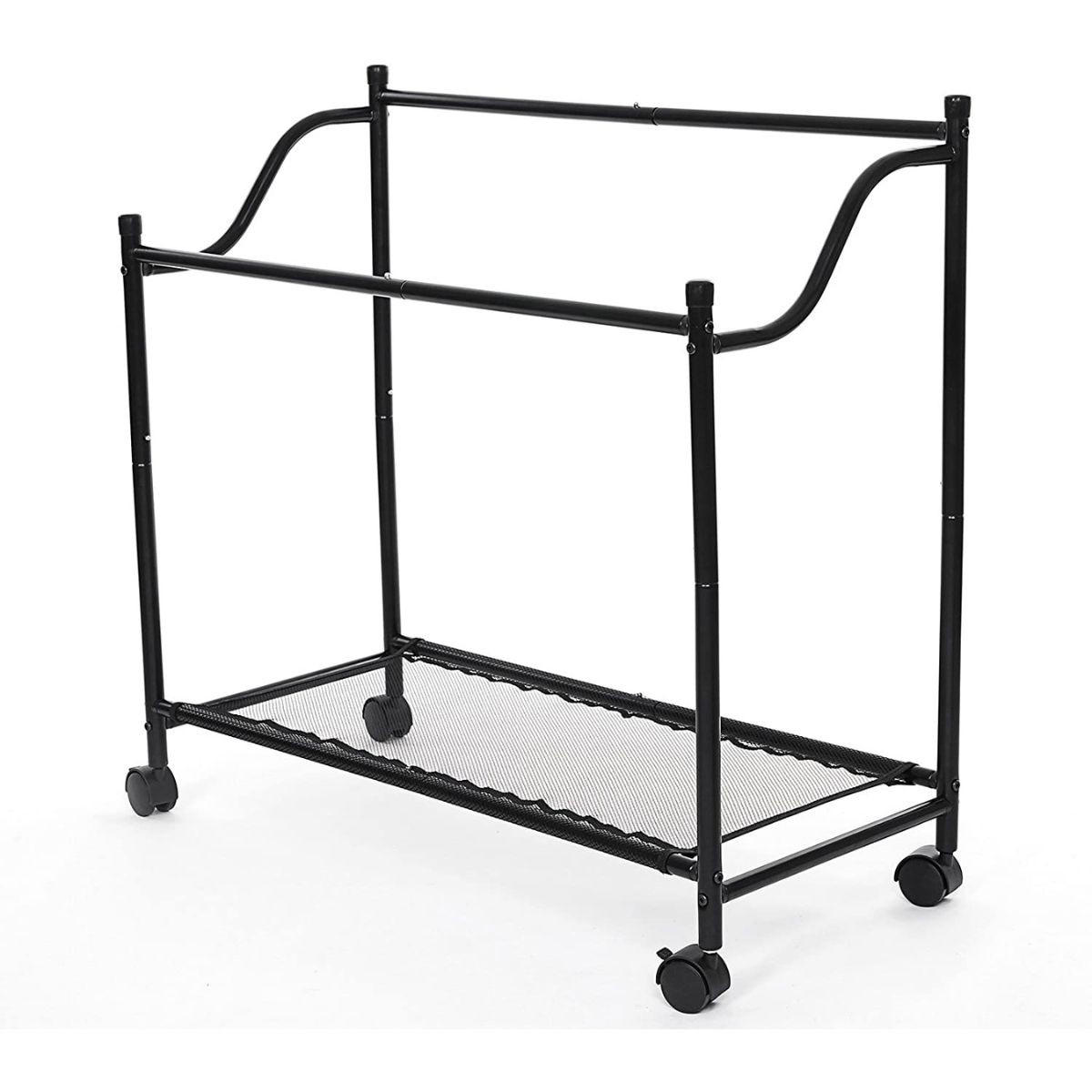 WÄSCHEKORB mit 4 abnehmbaren schwarzen Taschen auf Rädern - L87,5 cm - Grau, Metall (81/38.5/87.5cm) - Calicosy