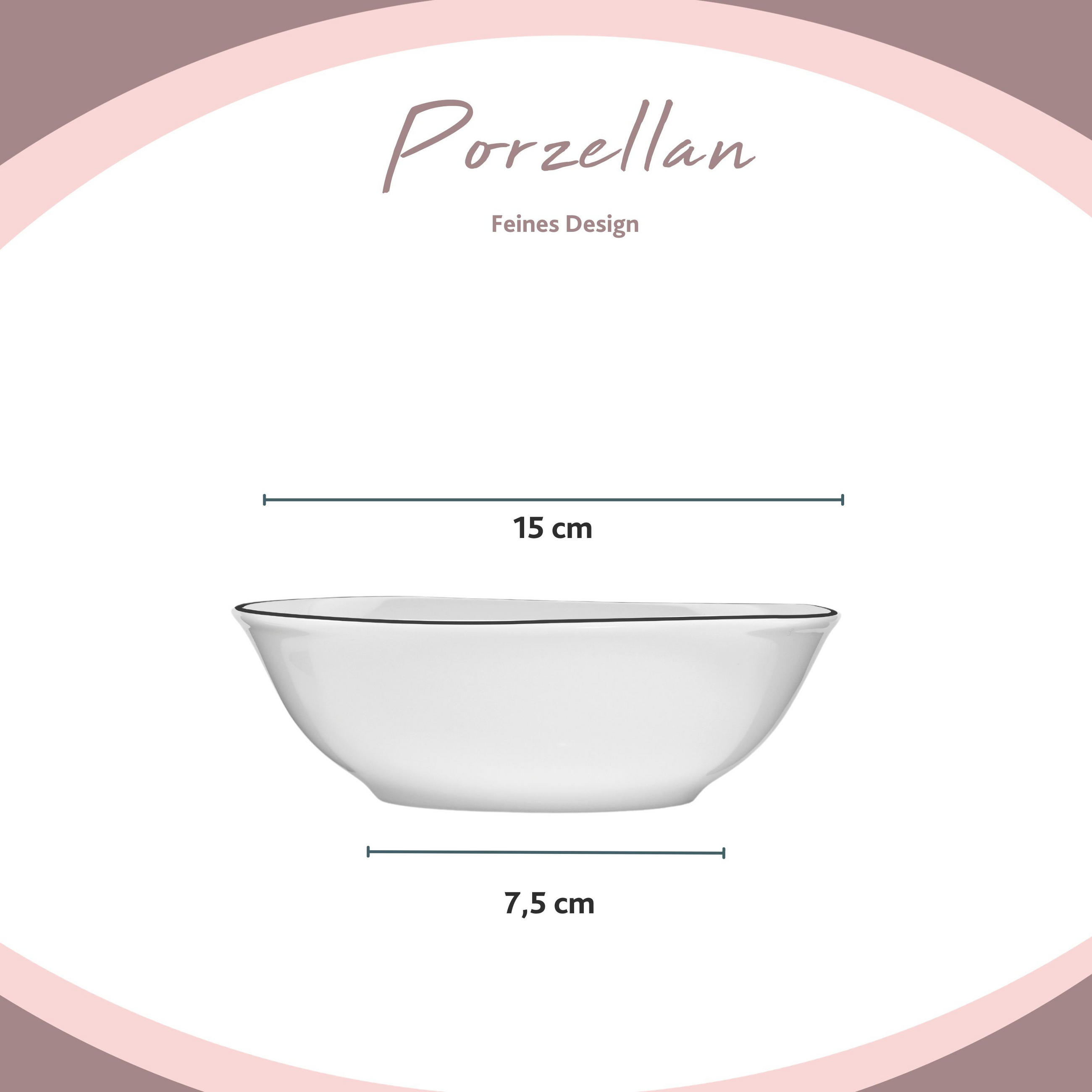 MÜSLISCHALEN SET BILGOLA BLACK RIM - 6 teilig aus Porzellan - Weiß, Keramik (15cm) - Sänger
