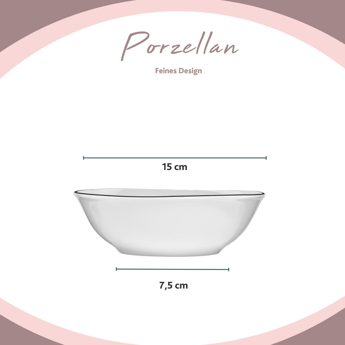 MÜSLISCHALEN SET BILGOLA BLACK RIM - 6 teilig aus Porzellan - Weiß, Keramik (15cm) - Sänger