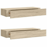 WANDREGALE mit Schubladen 2 Stk. Eichen-Optik 60x23,5x10 cm - Braun, Holzwerkstoff (60/10/23.5cm) - furnicato