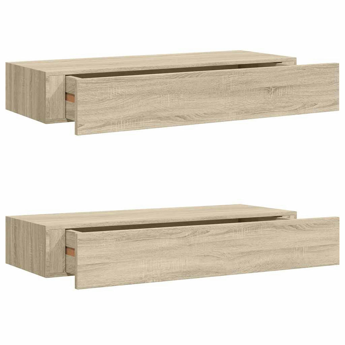 WANDREGALE mit Schubladen 2 Stk. Eichen-Optik 60x23,5x10 cm - Braun, Holzwerkstoff (60/10/23.5cm) - furnicato