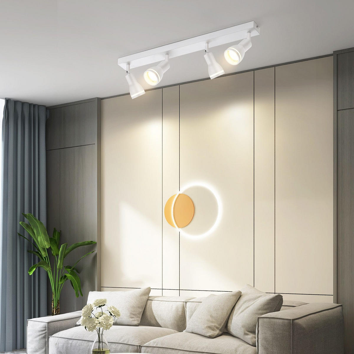 STRAHLER Kissingen 4-flammig 55/5/15.7 cm - Weiß, Metall (55/5/15.7cm) - Nettlife