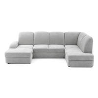 ECKSOFA VIBE U Rechts mit Schlaffunktion 129x263 Chenille Hellgrau - Hellgrau/Schwarz, Holz/Kunststoff (186/102/280cm) - Muffo