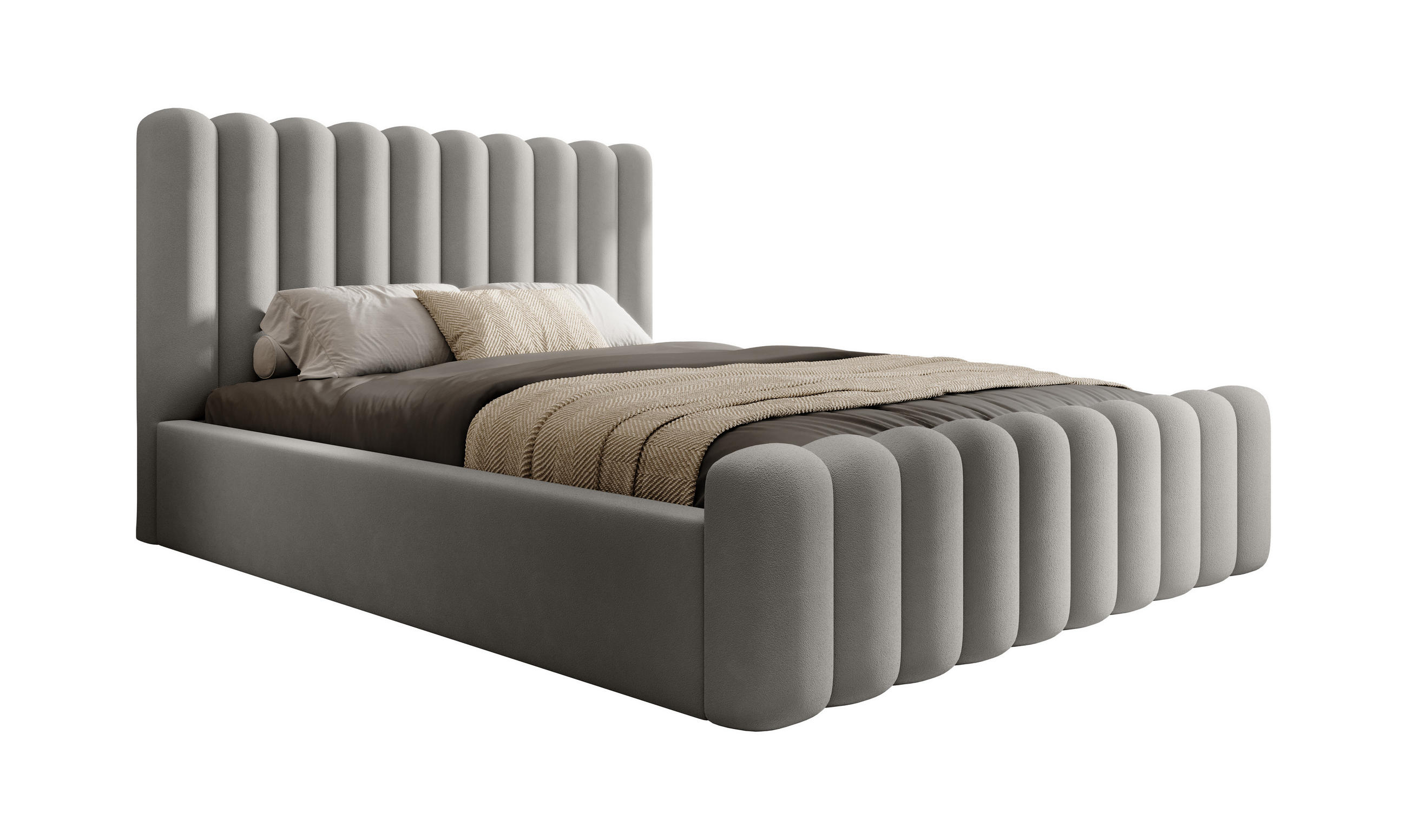 POLSTERBETT Langlebiges Polsterbett Mona VII, modernes Design, geräumiger Bettkasten, pflegeleichter Stoff 200x200 cm, Esche - Eschefarben/Schwarz, Holzwerkstoff/Kunststoff (200/200cm) - DomoHome