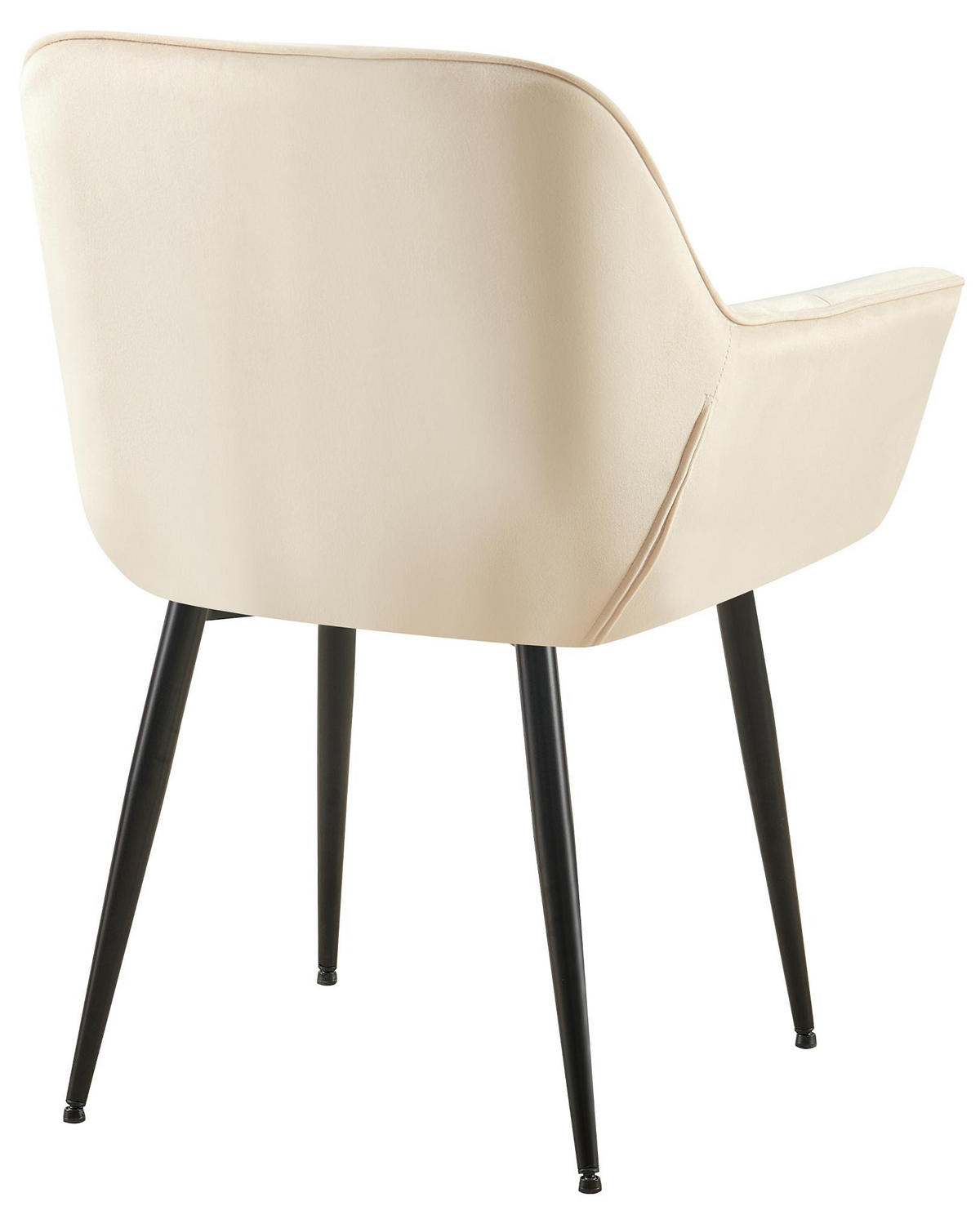 ARMLEHNENSTUHL 2er Set Samt creme - Creme/Schwarz, Textil/Metall (65/85/58cm) - CLP