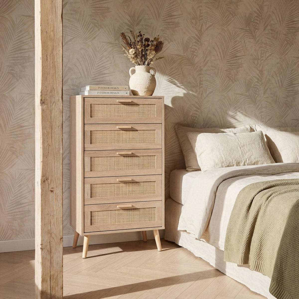 SCHUBLADENSCHRANK Tahiti Natürlich 60 cm x 119 cm - Naturfarben, Holzwerkstoff (60/119/39cm) - Klast Home