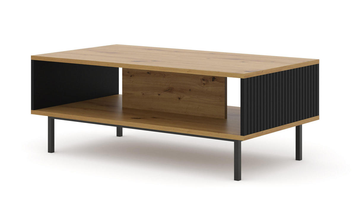 COUCHTISCH BEIGE - Beige/Schwarz, Holzwerkstoff (60/90/45cm) - FURNLUX