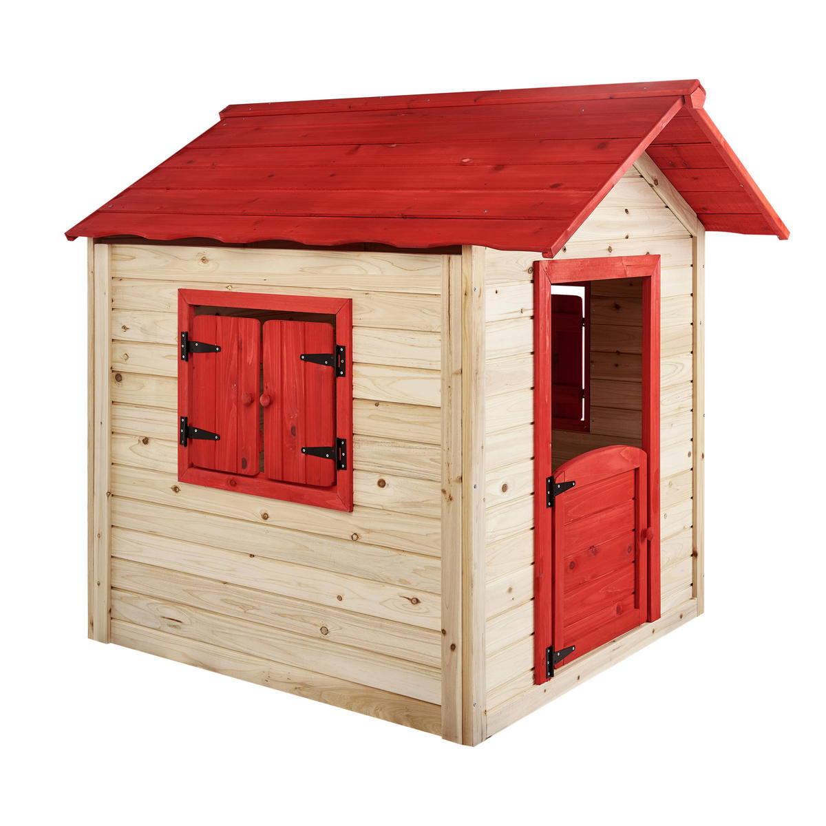 GARTENSPIELHAUS Heller Holzfarbton Pelopio - Hellbraun/Rot, Holz (138/131/111cm) - Beliani