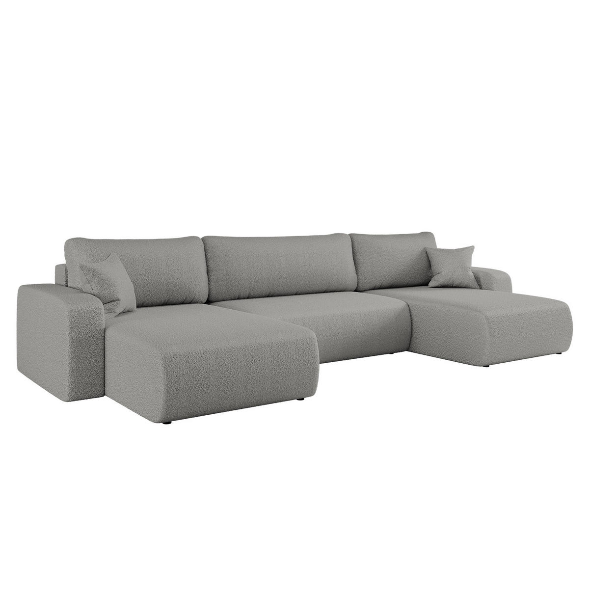 ECKSOFA U-Form Mit Schlaffunktion Und Bettkasten MILANO Stoff Grau - Grau, Holz (312/145cm) - Kaiser Möbel