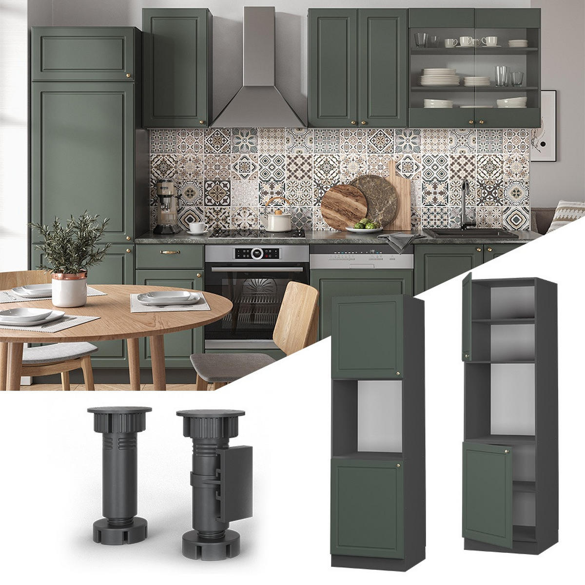 DULAP DE TRANSFORMARE A SOBEI Fame-Line Casă de țară verde și aurie 60 cm deschide - verde/antracit, compozit lemnos (60/206.8/58.1cm) - Vicco