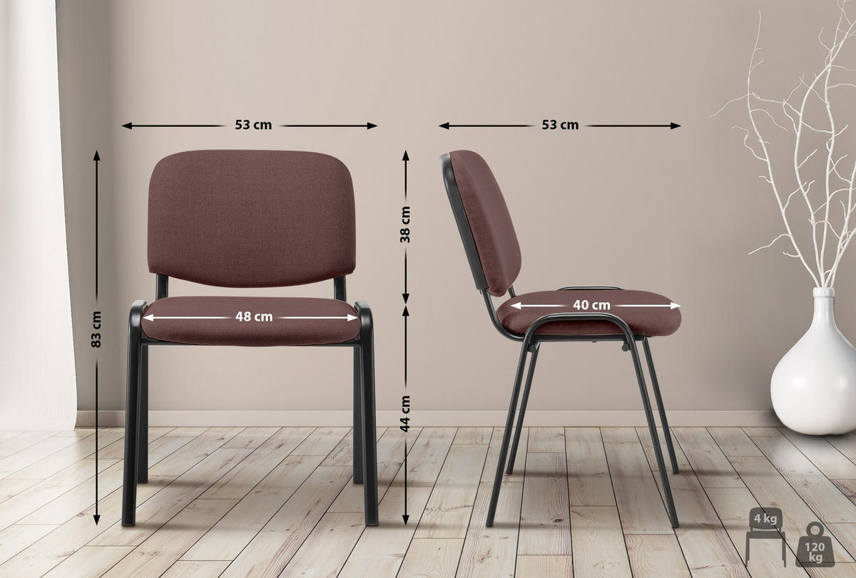 BESUCHERSTUHL Stoff braun - Braun, Textil/Metall (53/83/53cm) - CLP