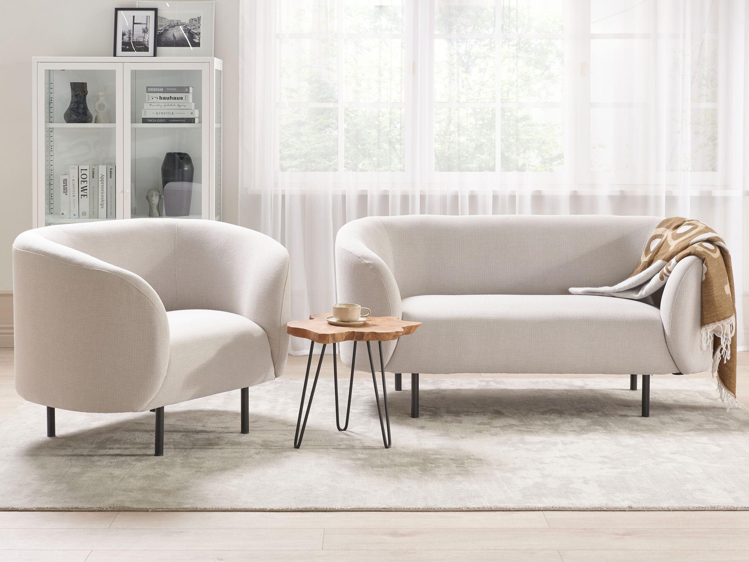3-SITZER SOFA SET Polsterbezug beige/schwarz Loen - Beige/Schwarz, Textil (155/79/70cm) - Beliani