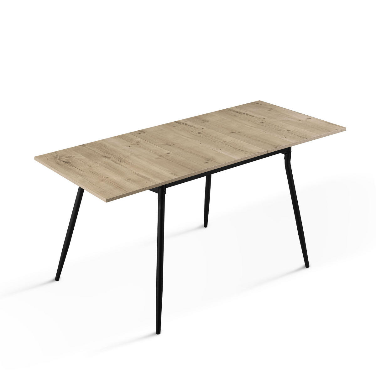 ESSTISCH LIO 120-160/80/76 cm - Schwarz/Eiche San Remo, Holzwerkstoff/Metall (120/80/76cm) - B&D Home