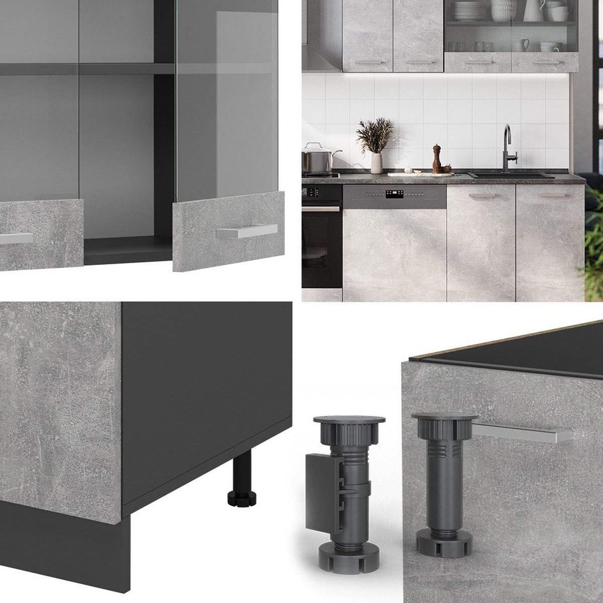 Anthrazit/Grau, Holzwerkstoff (300/81.6/60cm) - Vicco