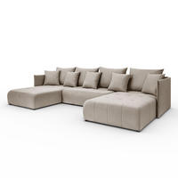 ECKSOFA Sofa U-Form Couch U form Hannover Stoff Castel Beige - Beige, Holz (348/188cm) - Kaiser Möbel