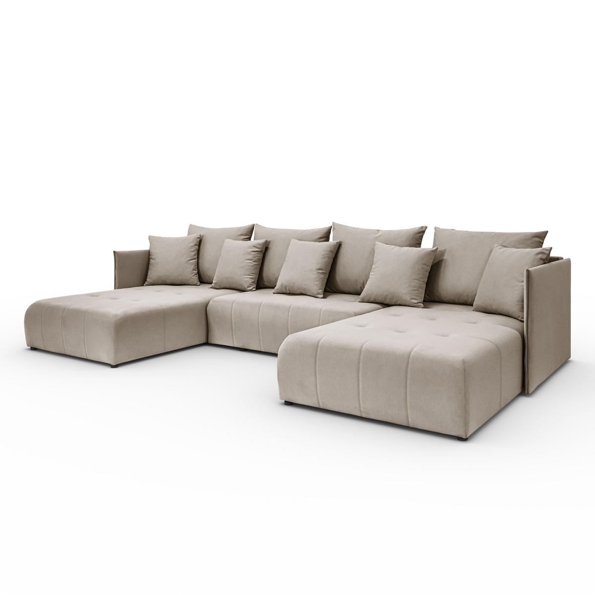 ECKSOFA Sofa U-Form Couch U form Hannover Stoff Castel Beige - Beige, Holz (348/188cm) - Kaiser Möbel