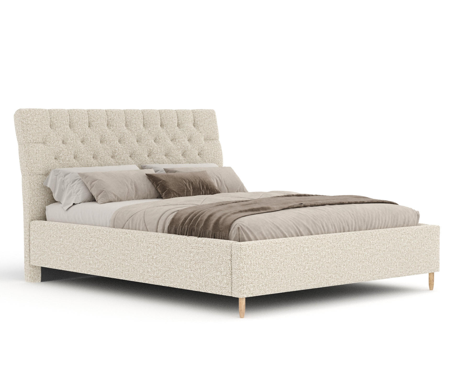 POLSTERBETT Vezzola Beige 160/200 cm im Plüsch-Stoff - Beige/Naturfarben, Holz/Holzwerkstoff (160/200cm) - Maison de Reve