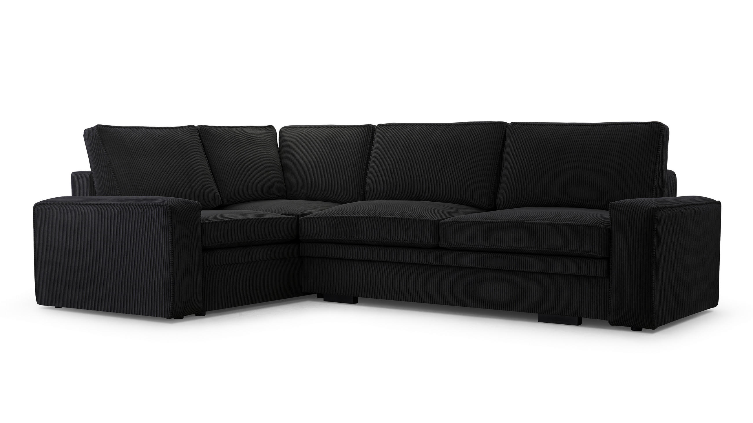 ECKSOFA L Form Treville Schwarz 296/196/94 cm –Links, mit Bettkasten und Schlaffunktion - Schwarz, Kunststoff/Textil (196/296cm) - AX Living