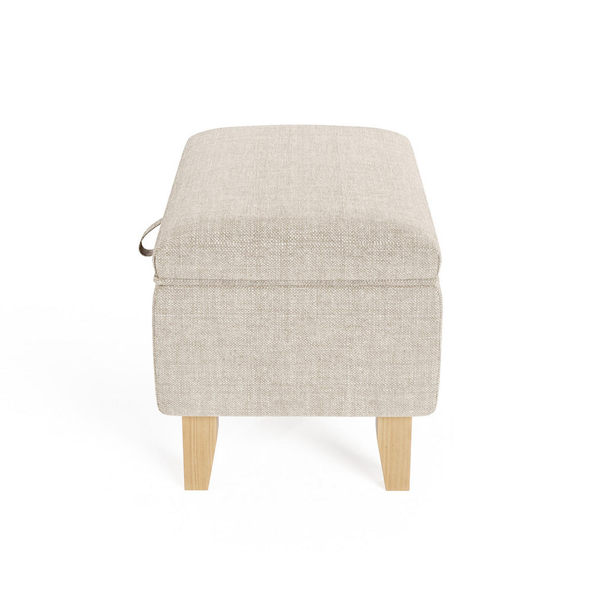 POLSTERHOCKER 49/33/35 cm Stauraum Holzbeine Leinen Beige - Beige/Naturfarben, Holz/Textil (49/35/33cm) - Livingandhome