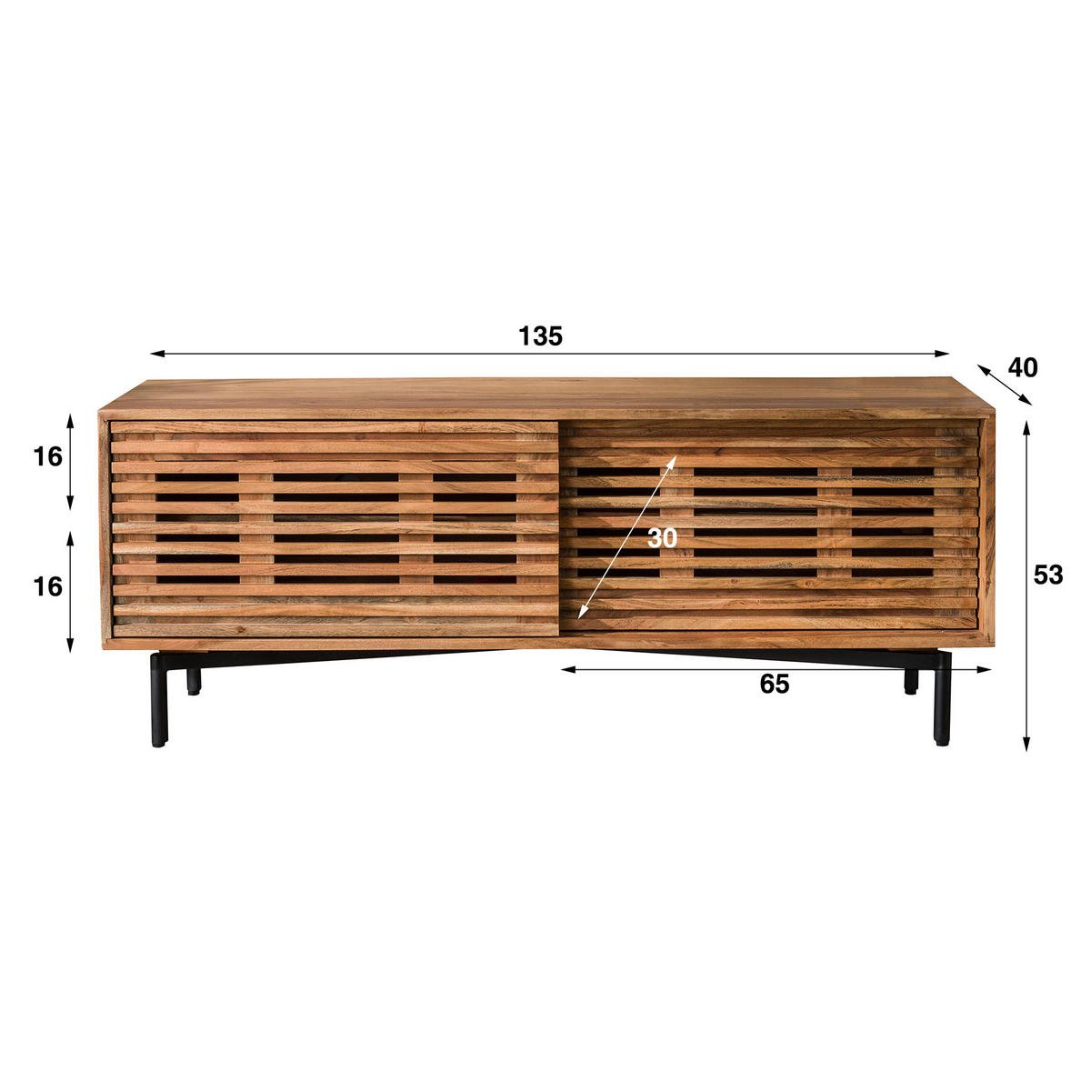 TV-MÖBEL Slide Braun 40/135/53 cm - Braun, Holz (135/53/40cm) - Hoyz Collection