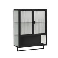 KÜCHENOBERSCHRANK 60/23/78 cm mit Glasfront, 2 Türen und offener Ablage in Schwarz - Schwarz, Glas (60/78/23cm) - BEAOK