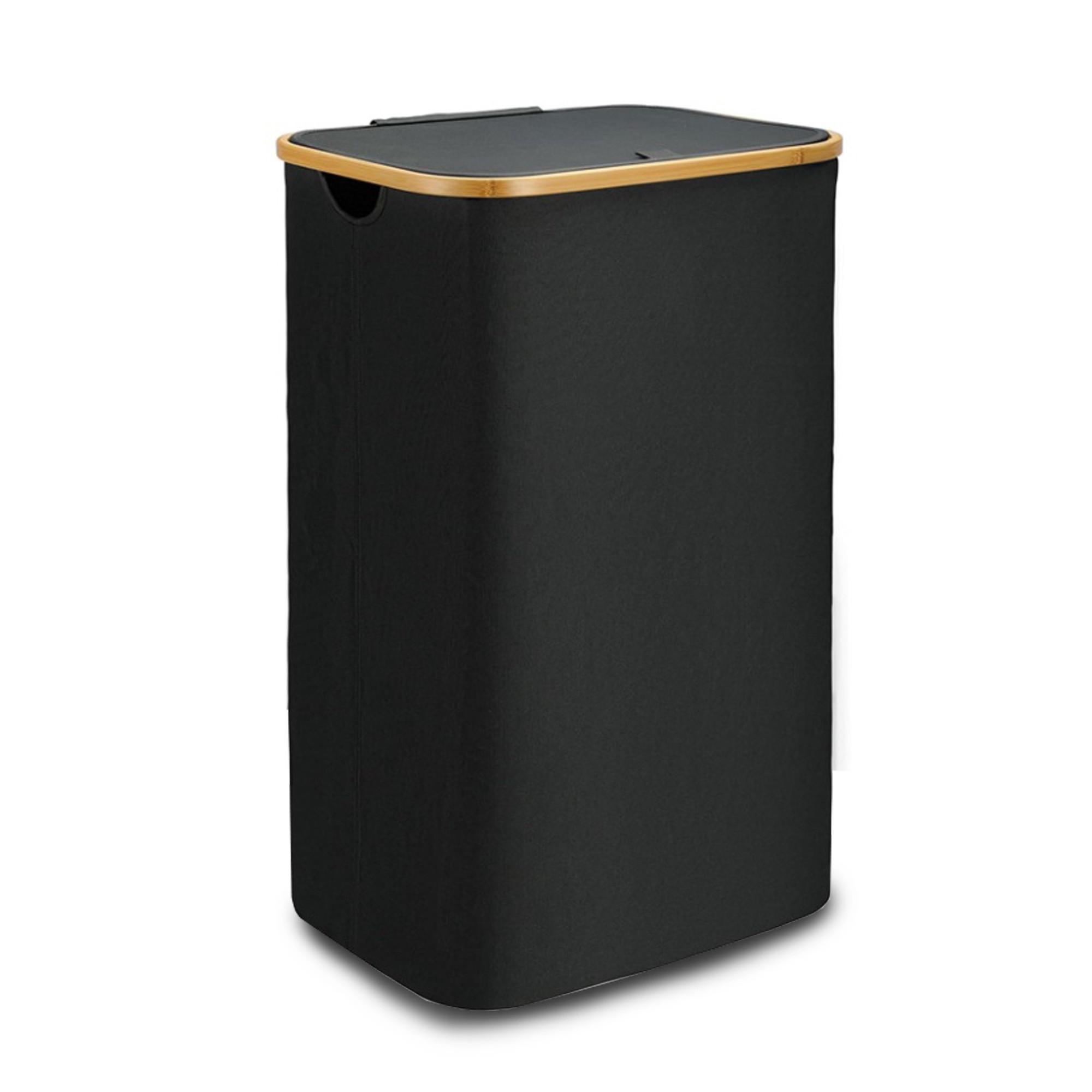 WÄSCHEKORB mit herausnehmbarer Tasche 41x37x71cm - Schwarz - Schwarz, Textil (41/71/34cm) - Bestlivings