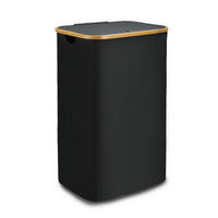 WÄSCHEKORB mit herausnehmbarer Tasche 41x37x71cm - Schwarz - Schwarz, Textil (41/71/34cm) - Bestlivings