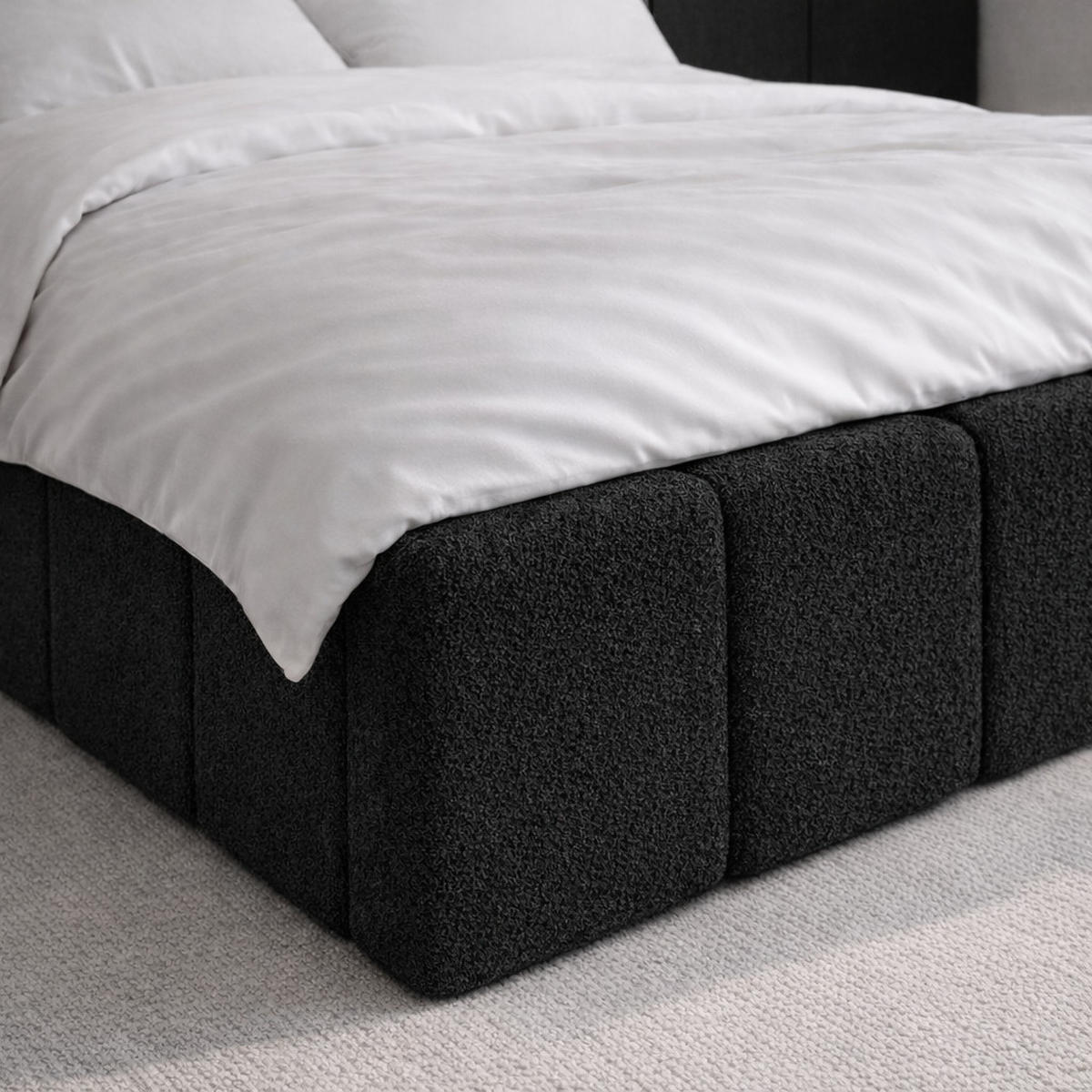 POLSTERBETT CLOUDY mit Bettkasten 180x200,Doppelbett,Lattenrost,Boxspringbett-Optik,ohne Matratze,Schlafzimmer-Schwarz - Schwarz, Holz (180/200cm) - Furnistar
