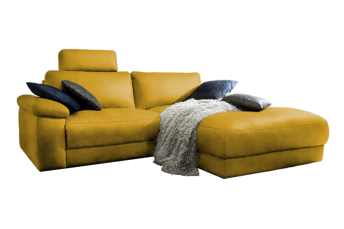 ECKSOFA MOTORISCH. RELAXFUNKTION LOLA Gold Webstoff - Goldfarben/Schwarz, Textil (233/178cm) - KAWOLA
