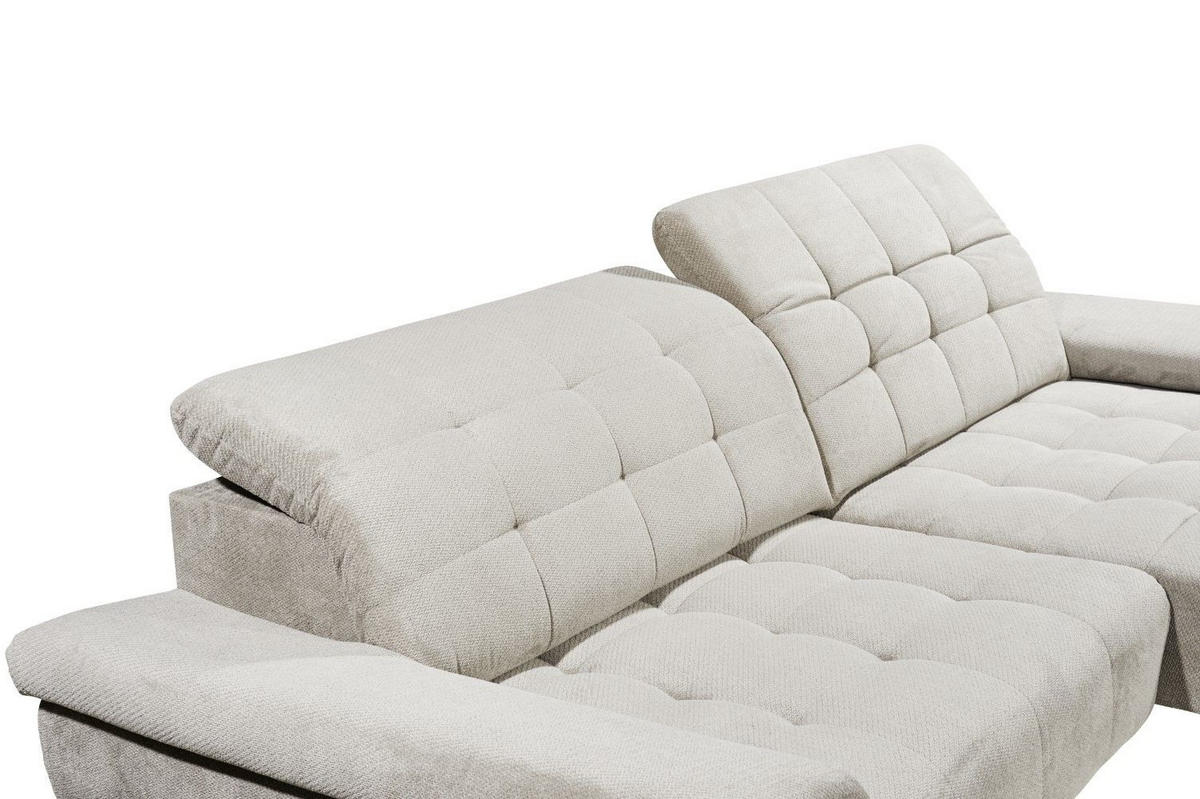 ECKSCHLAFSOFA mit Schlaffunktion & elektrischer Sitztiefenverstellung - Taupe/Silberfarben, Holz/Kunststoff (170/297cm) - ed exciting design