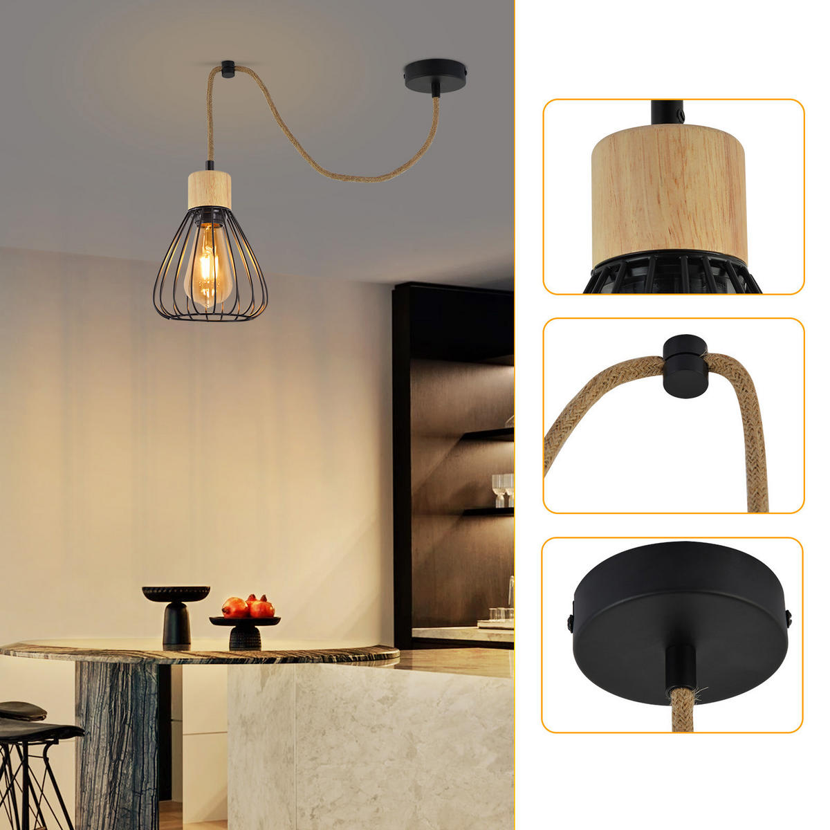 HÄNGELEUCHTE Nyxg 15.5/10/142 cm - Beige, Metall (15.5/10/142cm) - ZMH