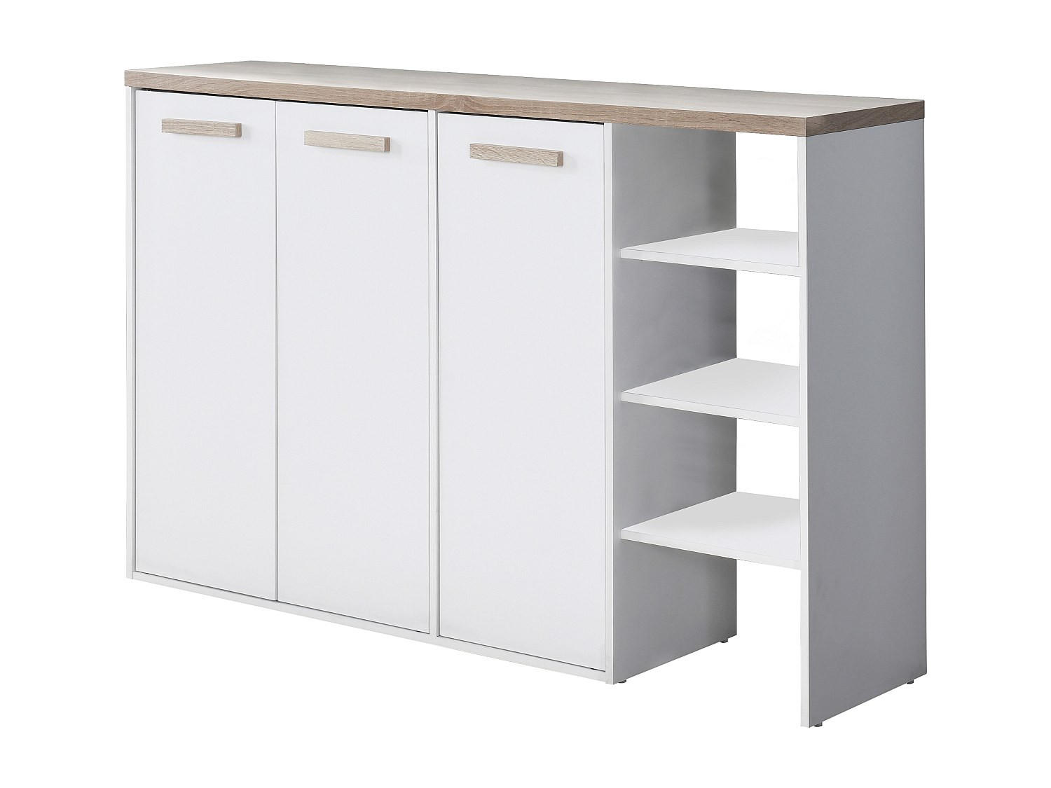 SCHUHSCHRANK - 120 cmcm x 30 cmcm - Holz, Platte - Naturfarben Hell, Weiß - SKAIDO - Naturfarben/Weiß, Holz (120/80/30cm) - Vente-Unique