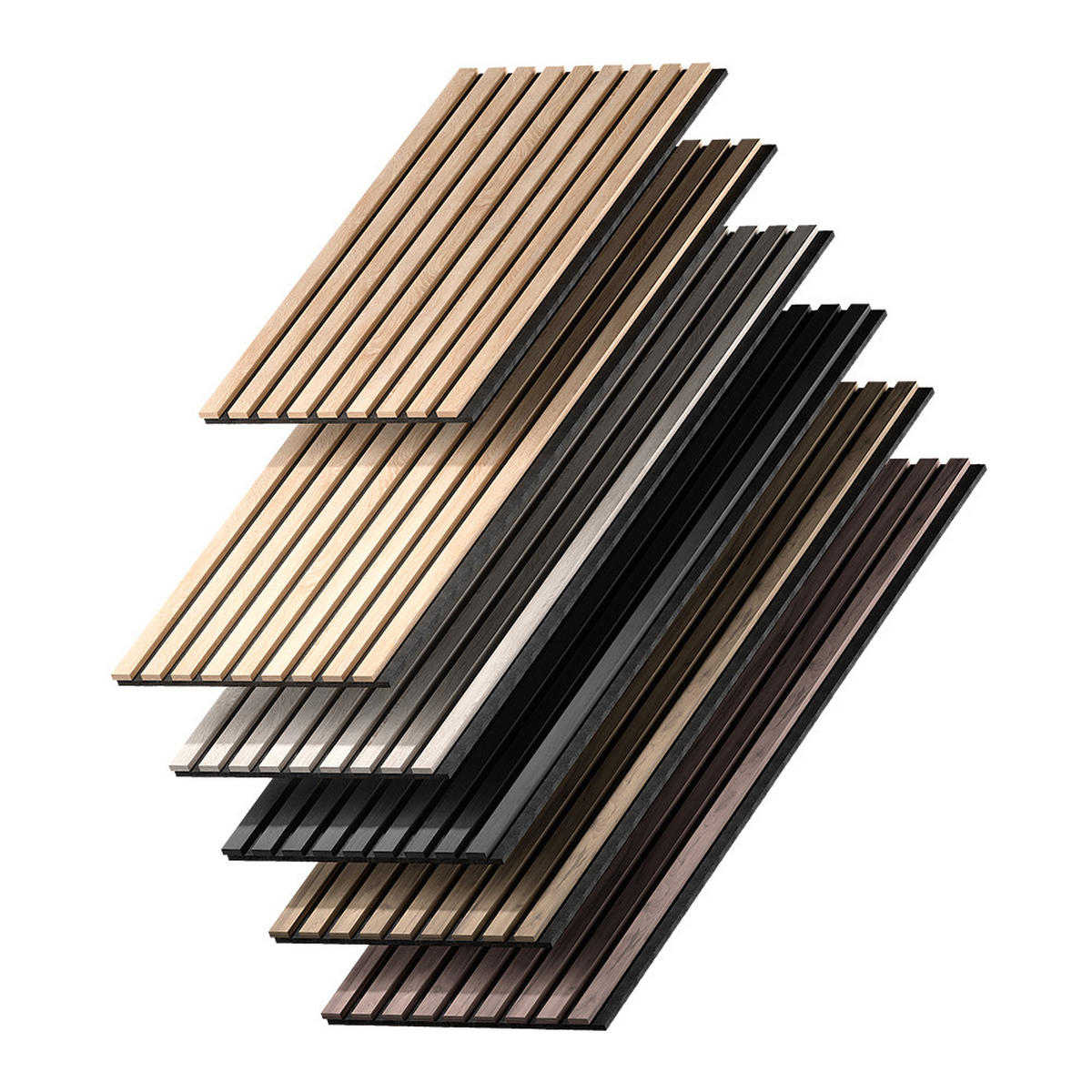 AKUSTIKPANEEL Sonoa, Eiche/Schwarz, 4er Set - Eichefarben/Schwarz, Holzwerkstoff (40/80/1.8cm) - Vicco