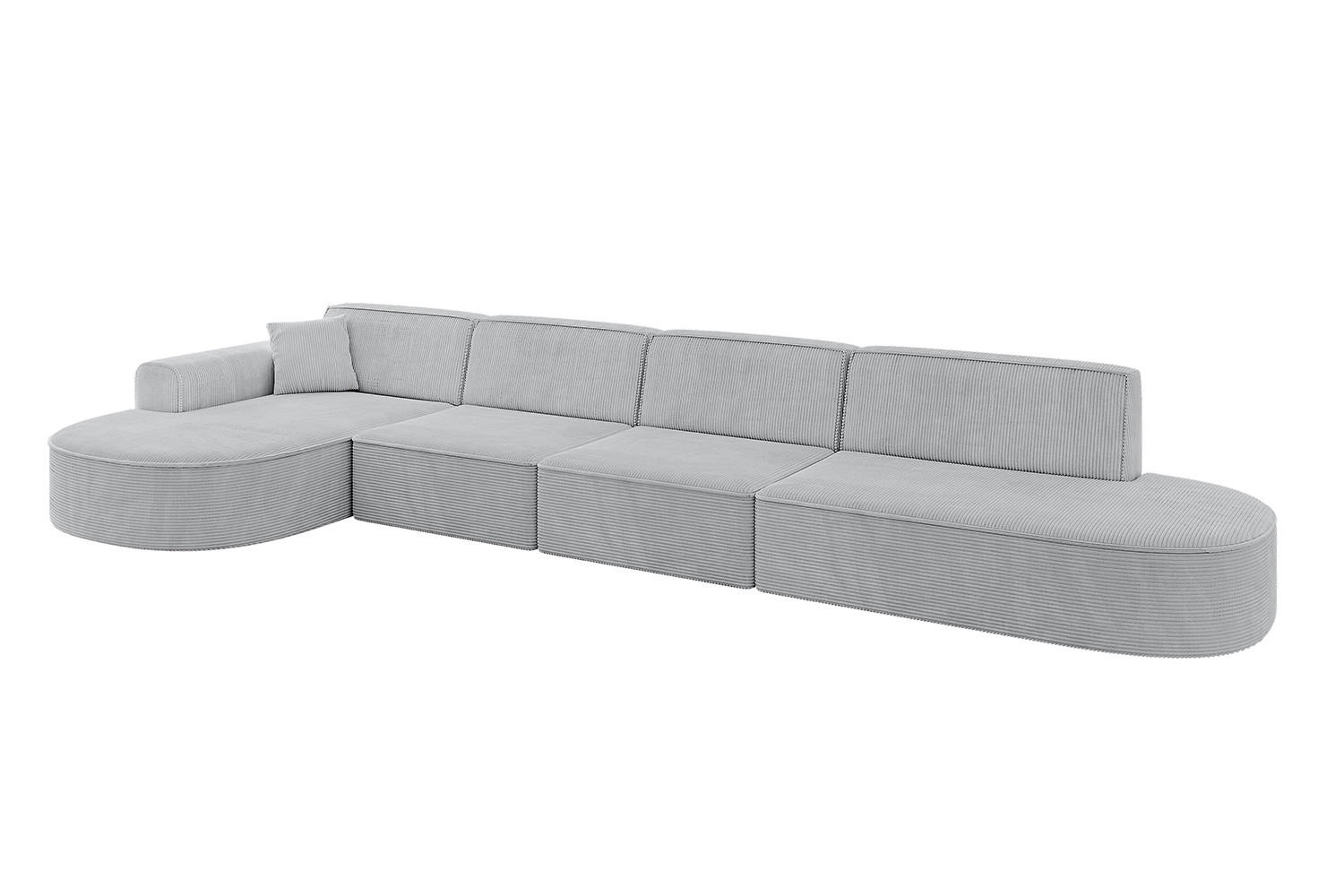 ALTDECOR ROHOVÁ SEDACÍ SOUPRAVA s otomanem vlevo MARI-L3 – 413 × 171 × 79 cm šedá manšestr